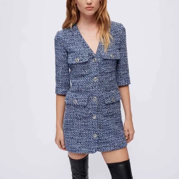 maje 마쥬 트위드 미디 원피스