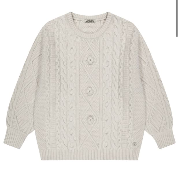 POMPOM CABLE KNIT IVORY