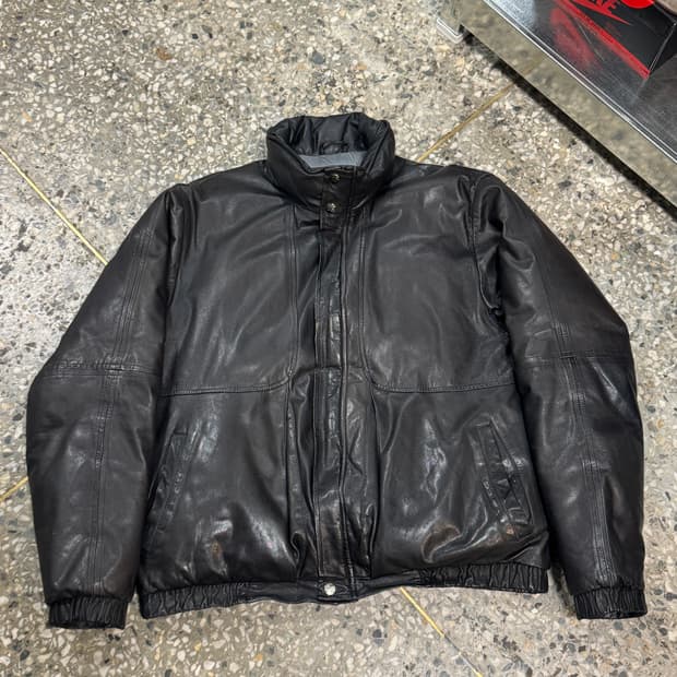 빈티지 80 90s Eddie Bauer 에디바우어 레더 구스다운 자켓
