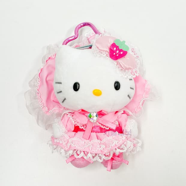 헬로키티 러블리 프릴 시리즈 마스코트 인형 키링 로리타 핑크