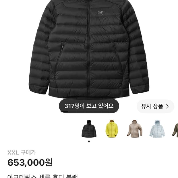 xxl)아크테릭스 세륨 후디 블랙
