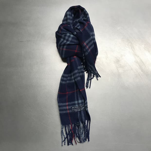 버버리 정품 메리노/캐시미어 머플러 네이비