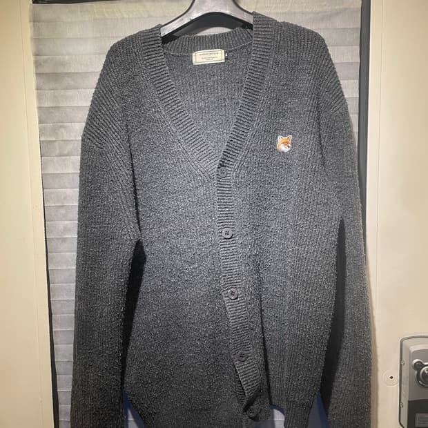 메종키츠네 폭스헤드 가디건 그레이M 가슴55기장65