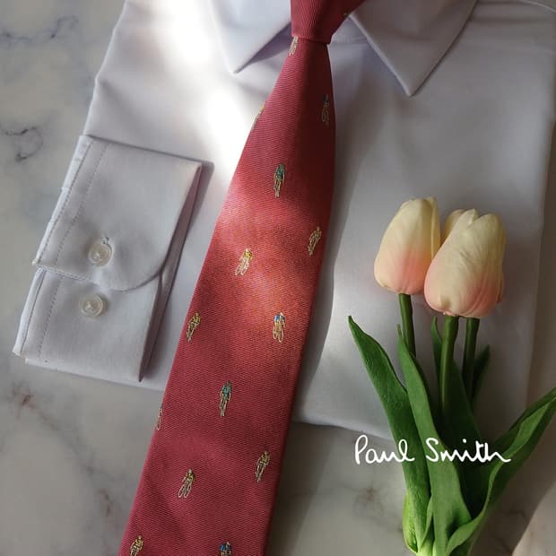 폴스미스 실크 자전거 자수 넥타이 8.3cm A+~A등급 A18870
