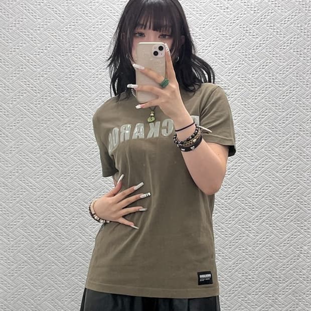 버커루 빈티지 스트릿 펑크 올리브그린 반팔 티 M C10890