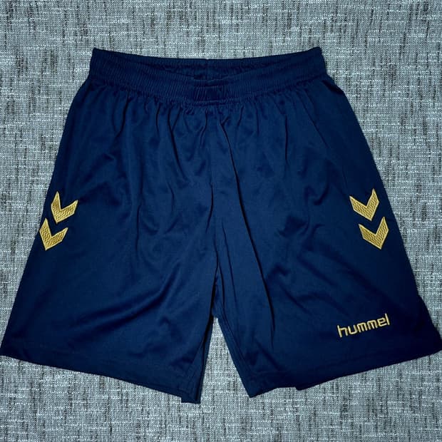 [XL] 험멜(Hummel) 골드 자수 로고 트레이닝 숏팬츠 (네이비)
