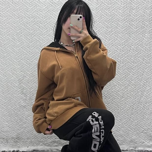 칼하트 써멀 빈티지 오버핏 후드집업 L C06883