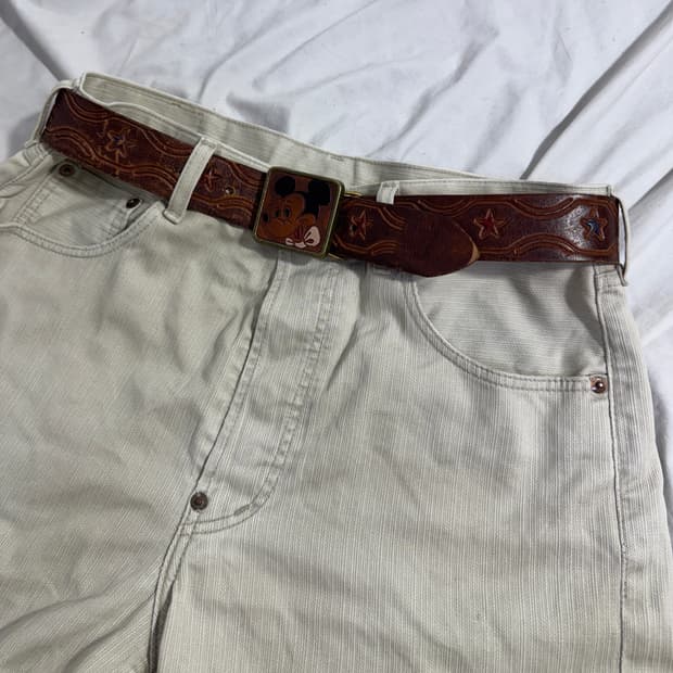 디즈니 미키마우스 카빙 레더 벨트