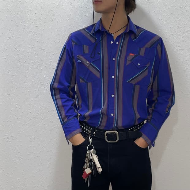 70‘s ely plains Blue Stripe 웨스턴셔츠
