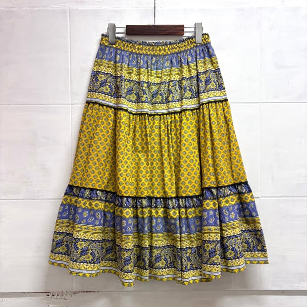 비비드 히피 에스틱 패턴 캉캉 스커트 JPN