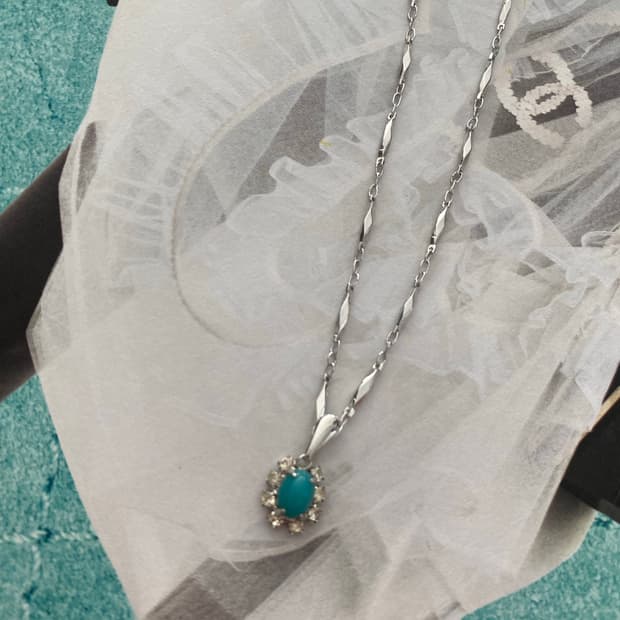 빈티지 터키석 컬러 스톤 목걸이