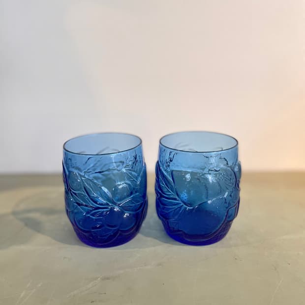 빈티지 일본 블루컬러 과일잔