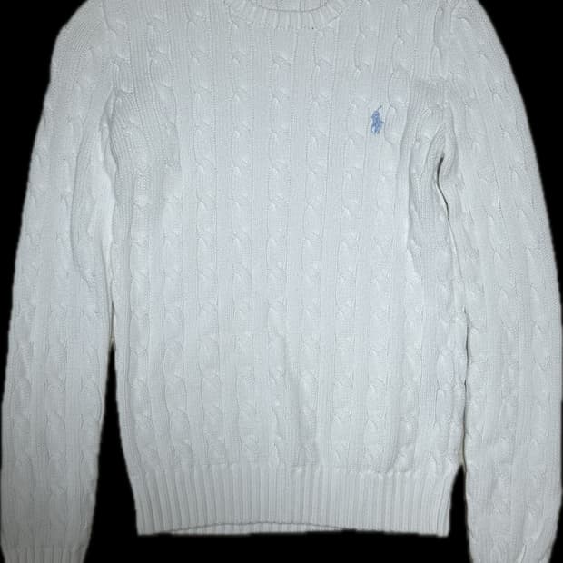 폴로 화이트 꽈배기 니트