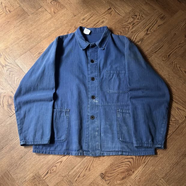 [L]빈티지 페이딩 HBT 프렌치 워크자켓