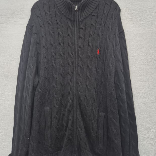 폴로 신형  블랙 니트 집업 가디건 / 3XL (정품)