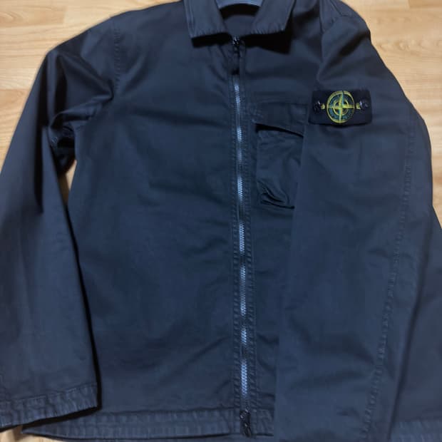 스톤 아일랜드 10304 가먼트 다이드 스트레치 코튼 오버셔츠 블랙 - 