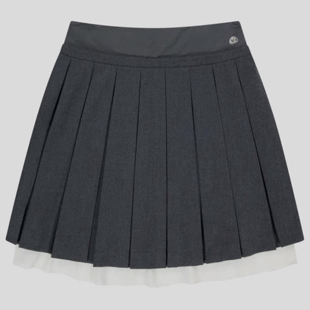 코이세이오 더블 웨이스트 플리츠 스커트 그레이