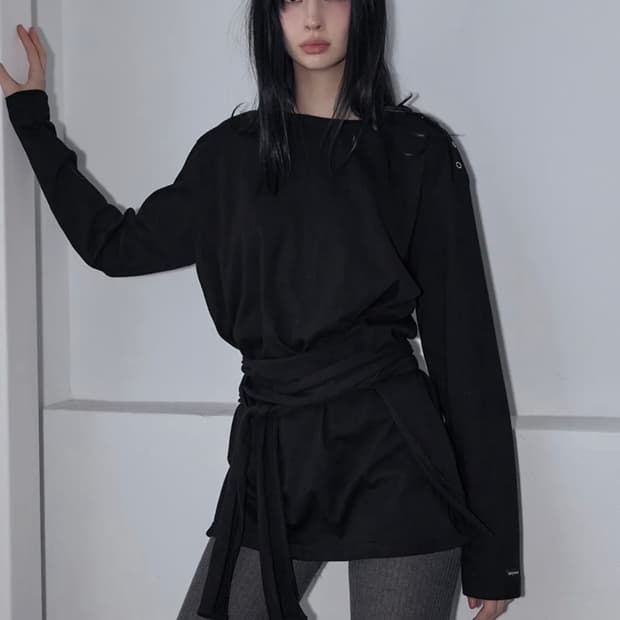 렌세 랩 타이 롱 슬리브 Wrap-Tie Long Sleeve Tee B