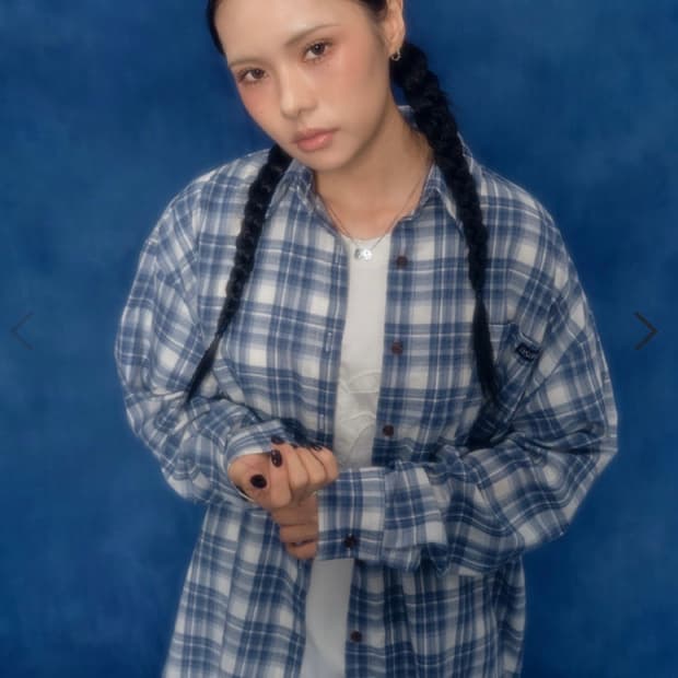 애즈온 ESSENTIAL CHECK SHIRT / BLUE