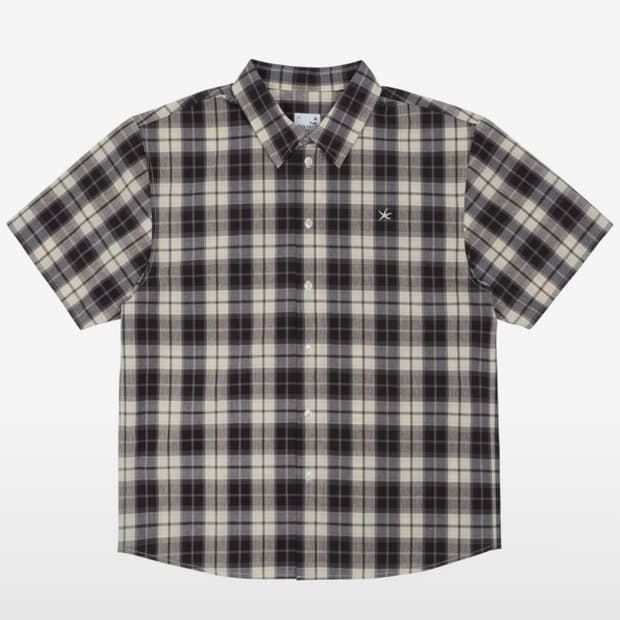 더콜디스트모먼트 TCM mini logo check half shirts