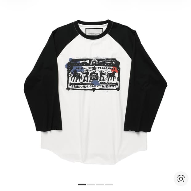 더바이닐하우스 카우보이 픽토그램 래글런 롱슬리브 티셔츠 화이트