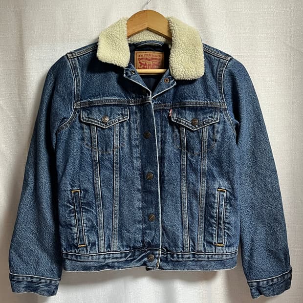 리바이스 크롭 쉐르파 퀄링 데님 청자켓 점퍼 S