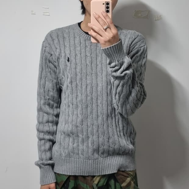 폴로 꽈배기 니트