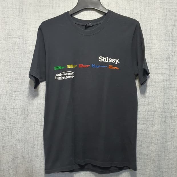 스투시 인터내셔널 블랙 반팔 티셔츠 