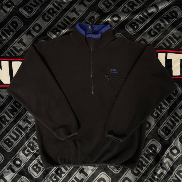 헬리 한센 쿼터 짚 플리스 풀오버 블랙 블루 메이드 인 유에스에이