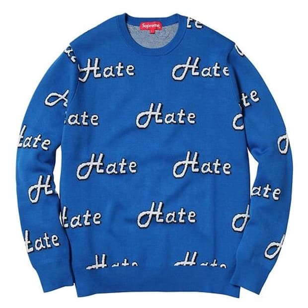 슈프림 13FW 헤이트 스웨터 니트 블루 미디엄