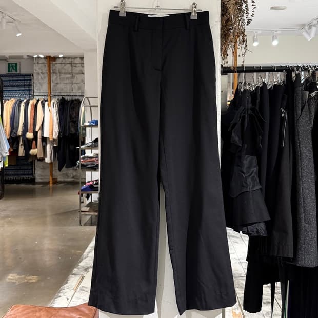 로에베 블랙 폴리 코튼 혼방 스트레이트 팬츠