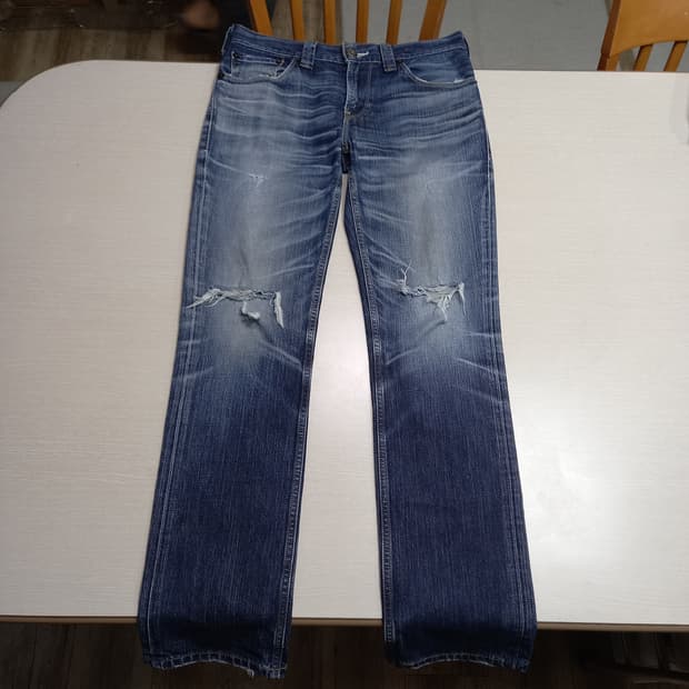 32 리바이스511 데미지워싱 스판 슬림일자진 찢청 32-384