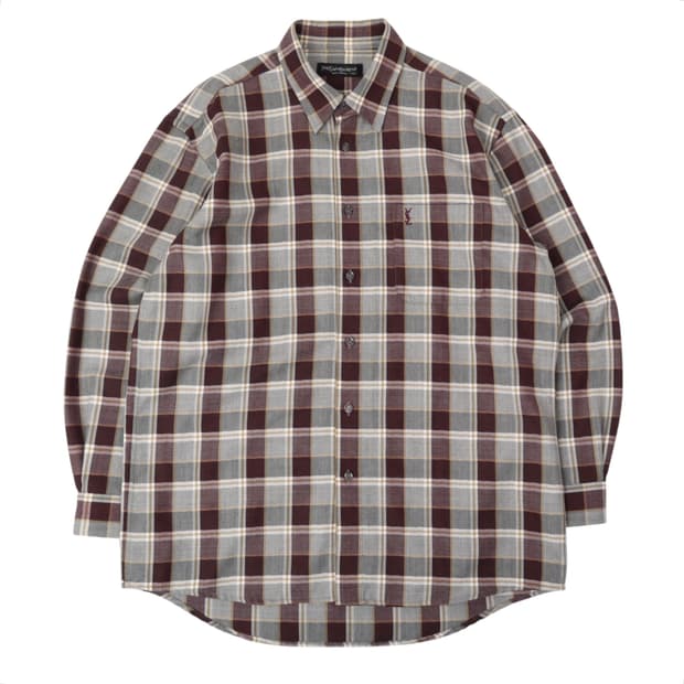 입생로랑 뿌르 옴므 브라운 플레이드 체크 셔츠