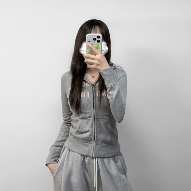 아베크롬비 아치 로고 후드집업 핑크 그레이