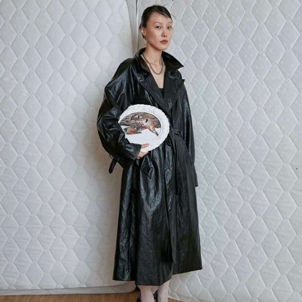 Nache 레더 트랜치코트