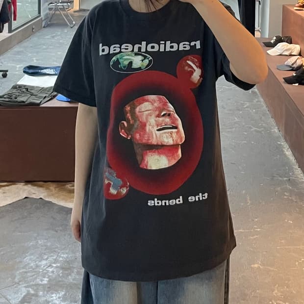 빈티지 라디오헤드 월드투어 반팔 H2443