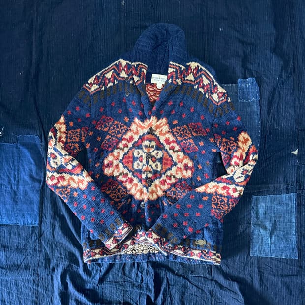 데님앤서플라이 노르딕 패턴 숄카라 가디건 S