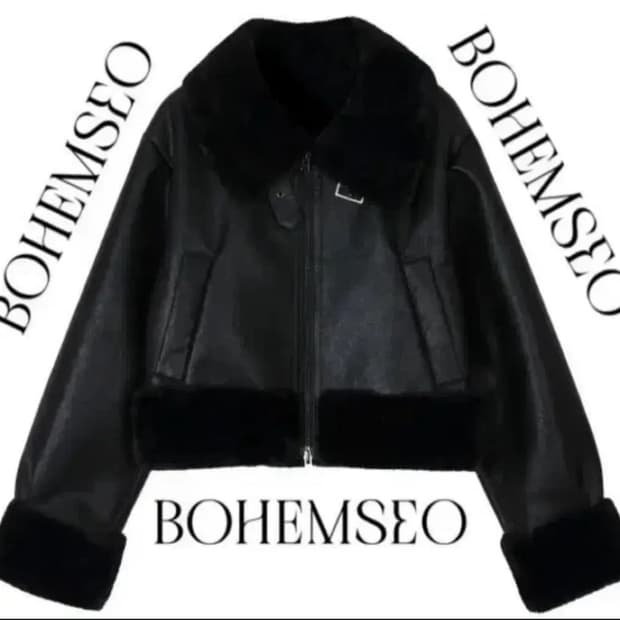 보헤미안서울 숏 무스탕 블랙 22fw