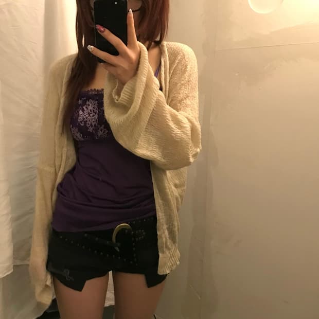 Vintage 모리걸 갸루 여리핏 니트 가디건