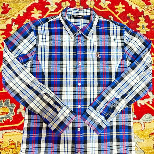 EDWIN 블루 체크 셔츠 95