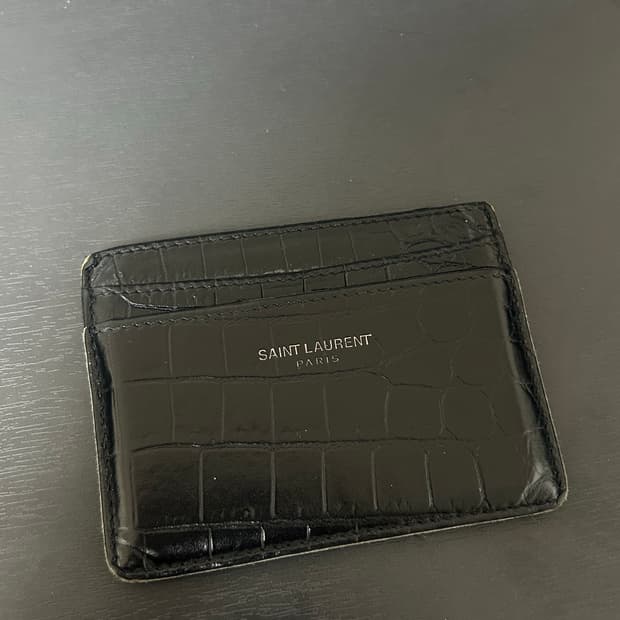 Saint Laurent 크로커다일 엠보 가죽 카드 홀더