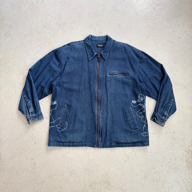 90s Risky Nick 빈티지 자수 데님 집업자켓 XL