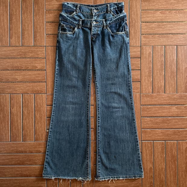 Vintage double waist flare fit denim