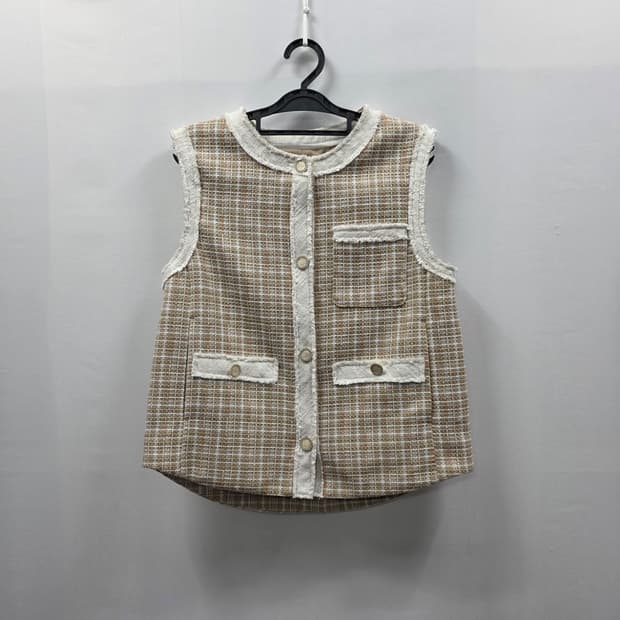 0159 [온앤온]트위드 체크 패턴 조끼 베스트