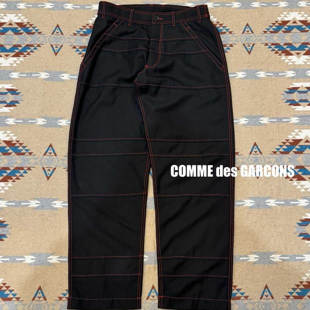 [S][32] 꼼데가르송 셔츠 레드 스티치 팬츠 블랙 