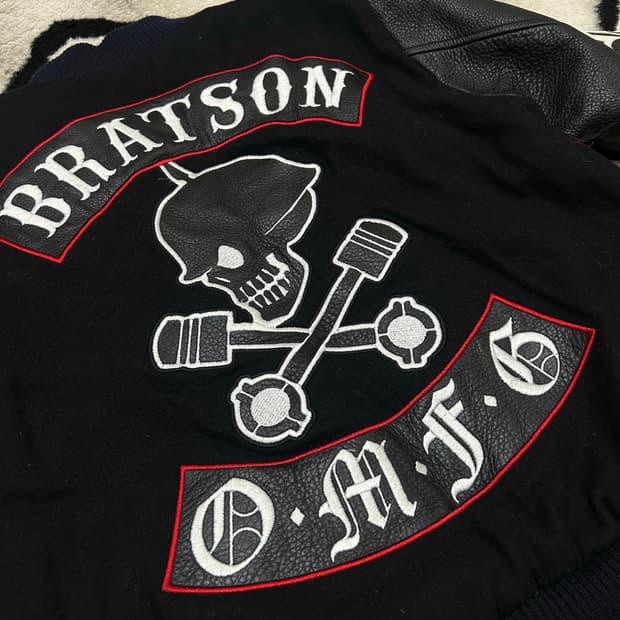 [S]브랫슨 패치 스컬 스타디움 바시티/소가죽