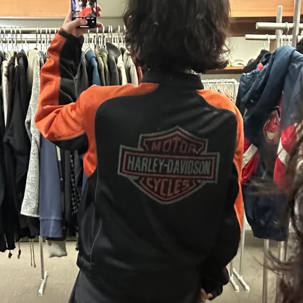 OS)할리데이비슨 빈티지 빅로고 메쉬 모터사이클 자켓