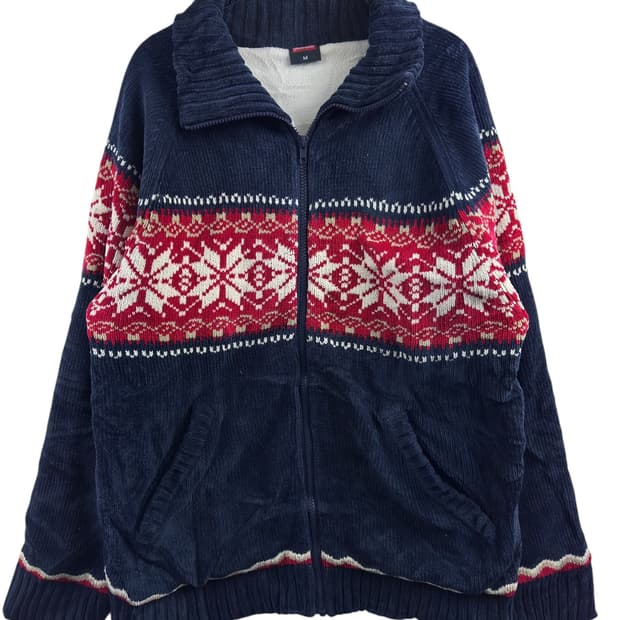 JPN 코듀로이 눈꽃 니트집업1559