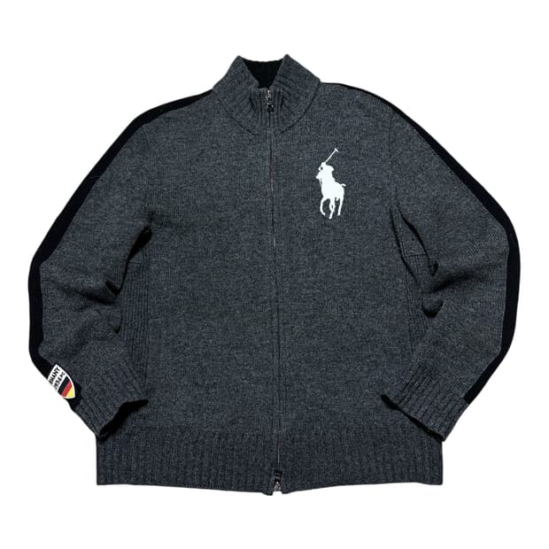 폴로 랄프로렌 램스 울 독일 화이트 빅포니 투웨이 니트 집업