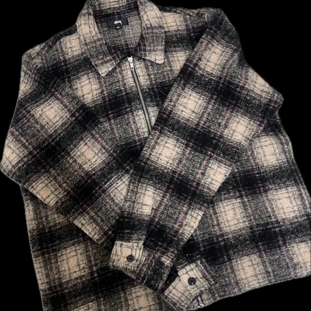 스투시 플레이드 집 자켓